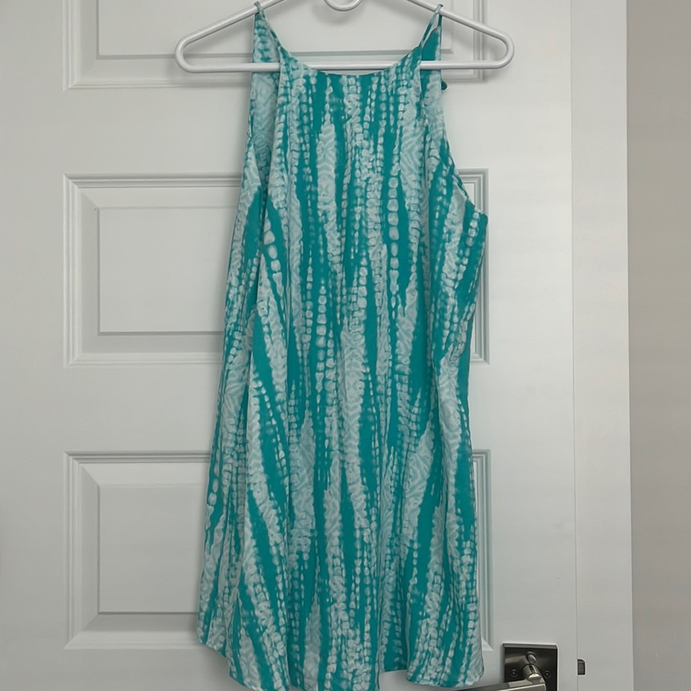Pink lily blue and white sundress small
